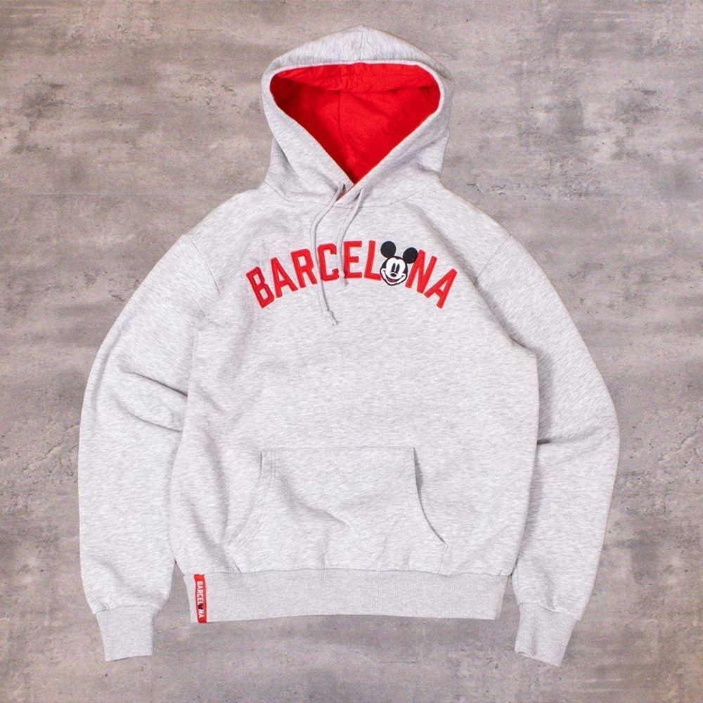 Disney Land Barcelona Mickey Mouse Arc Collegiate Heather Grey Hoodie Sweater